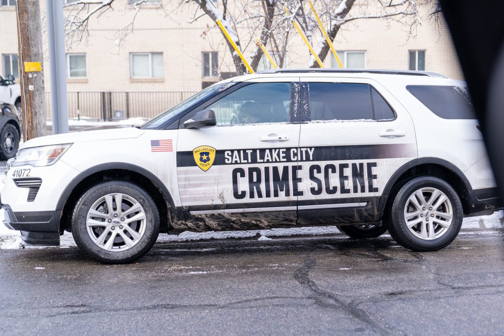A SLCPD Crime Lab SUV.